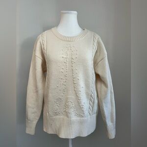 Karl Lagerfeld Elegant Cream Sweater with Embellished Design size small